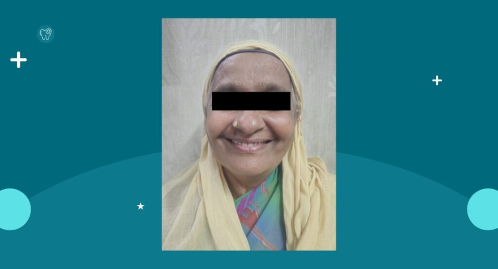 patient with new dentures